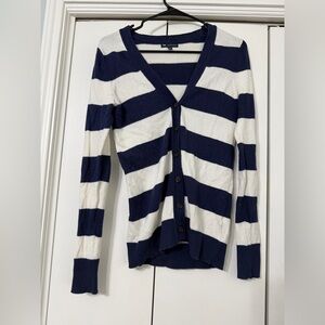 GAP Navy and Cream Striped Cardigan